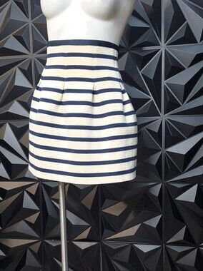 GAP Navy and White Striped Pleated Mini Skirt